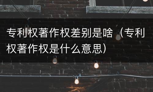 专利权著作权差别是啥（专利权著作权是什么意思）