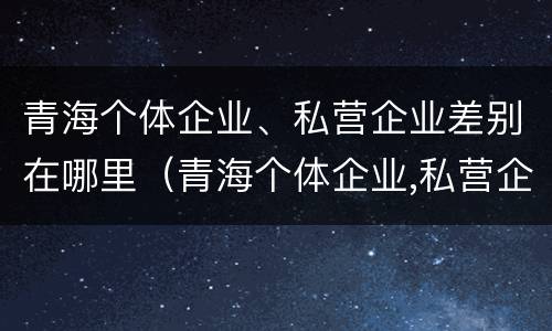 青海个体企业、私营企业差别在哪里（青海个体企业,私营企业差别在哪里啊）