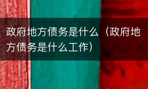 政府地方债务是什么（政府地方债务是什么工作）