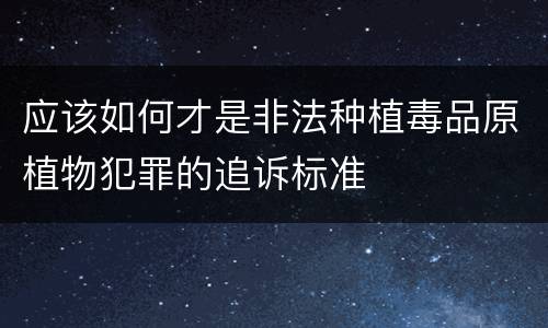 应该如何才是非法种植毒品原植物犯罪的追诉标准