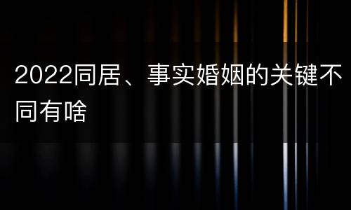 2022同居、事实婚姻的关键不同有啥
