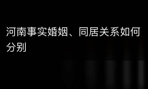 河南事实婚姻、同居关系如何分别