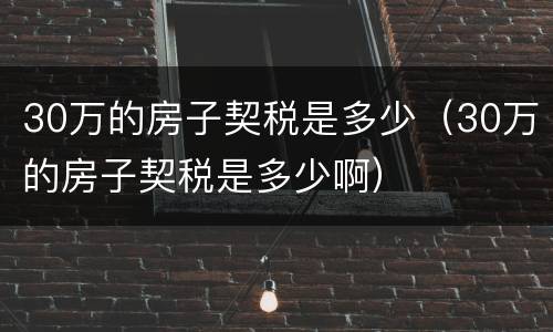 30万的房子契税是多少（30万的房子契税是多少啊）