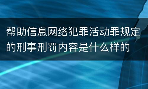 帮助信息网络犯罪活动罪规定的刑事刑罚内容是什么样的
