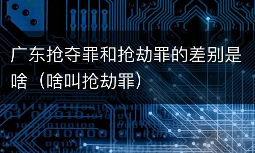 广东抢夺罪和抢劫罪的差别是啥（啥叫抢劫罪）