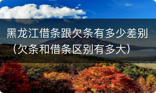 黑龙江借条跟欠条有多少差别（欠条和借条区别有多大）