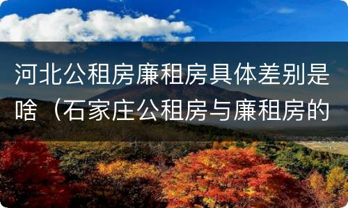 河北公租房廉租房具体差别是啥（石家庄公租房与廉租房的区别）
