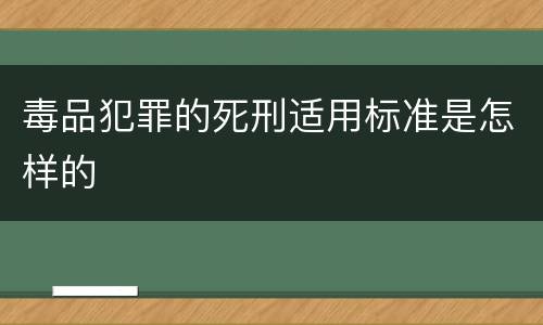 毒品犯罪的死刑适用标准是怎样的