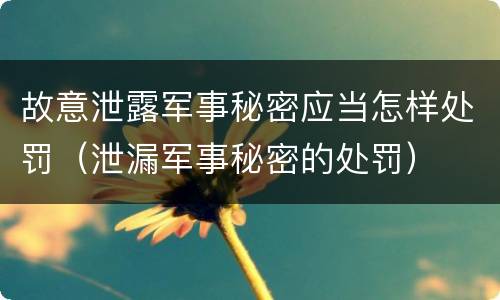 故意泄露军事秘密应当怎样处罚（泄漏军事秘密的处罚）