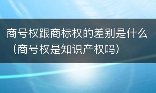 商号权跟商标权的差别是什么（商号权是知识产权吗）
