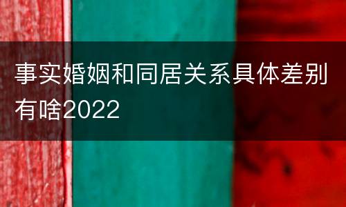 事实婚姻和同居关系具体差别有啥2022