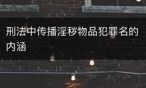 刑法中传播淫秽物品犯罪名的内涵