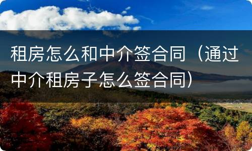 租房怎么和中介签合同（通过中介租房子怎么签合同）