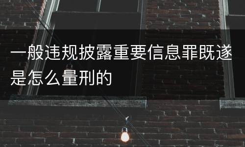 一般违规披露重要信息罪既遂是怎么量刑的