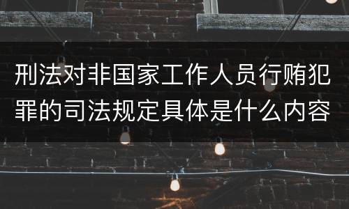 刑法对非国家工作人员行贿犯罪的司法规定具体是什么内容