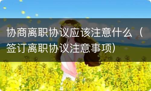 协商离职协议应该注意什么（签订离职协议注意事项）