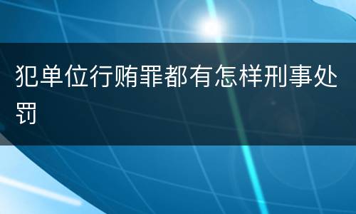 犯单位行贿罪都有怎样刑事处罚