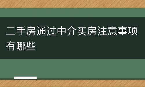 二手房通过中介买房注意事项有哪些