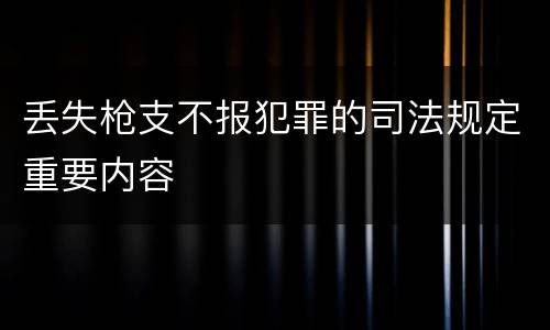 丢失枪支不报犯罪的司法规定重要内容