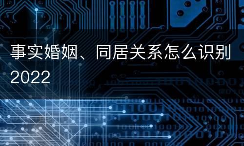 事实婚姻、同居关系怎么识别2022