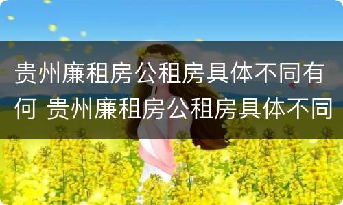 贵州廉租房公租房具体不同有何 贵州廉租房公租房具体不同有何区别呢