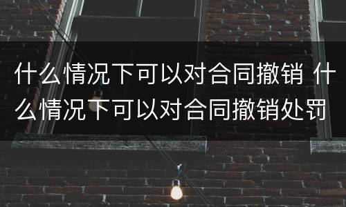 什么情况下可以对合同撤销 什么情况下可以对合同撤销处罚