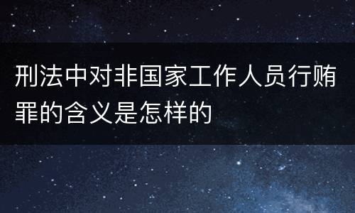 刑法中对非国家工作人员行贿罪的含义是怎样的