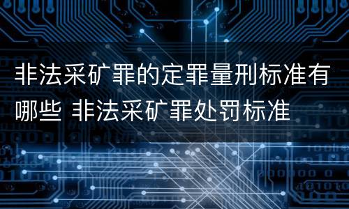 非法采矿罪的定罪量刑标准有哪些 非法采矿罪处罚标准