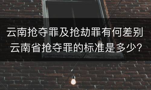 云南抢夺罪及抢劫罪有何差别 云南省抢夺罪的标准是多少?