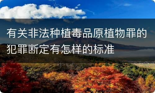 有关非法种植毒品原植物罪的犯罪断定有怎样的标准