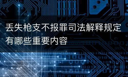 丢失枪支不报罪司法解释规定有哪些重要内容