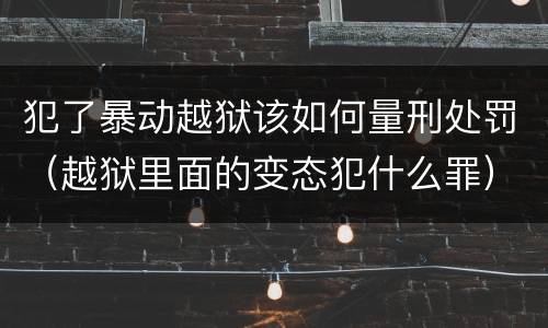 犯了暴动越狱该如何量刑处罚（越狱里面的变态犯什么罪）
