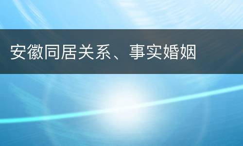 安徽同居关系、事实婚姻
