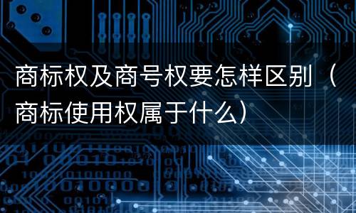 商标权及商号权要怎样区别（商标使用权属于什么）