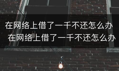 在网络上借了一千不还怎么办 在网络上借了一千不还怎么办呢