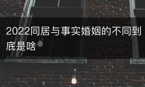 2022同居与事实婚姻的不同到底是啥