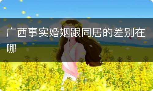 广西事实婚姻跟同居的差别在哪