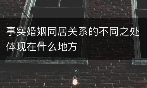 事实婚姻同居关系的不同之处体现在什么地方