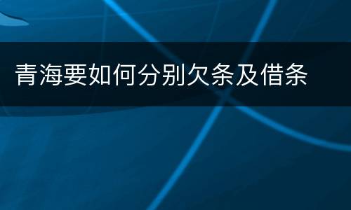 青海要如何分别欠条及借条