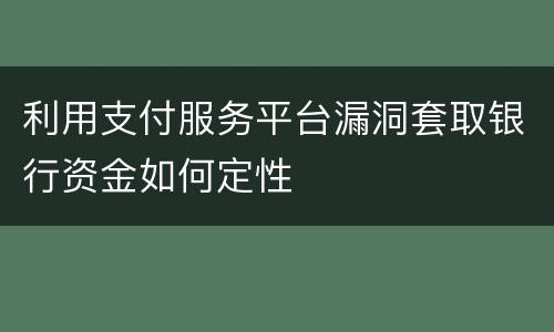 利用支付服务平台漏洞套取银行资金如何定性
