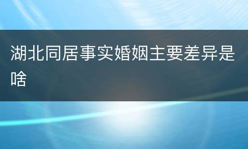 湖北同居事实婚姻主要差异是啥