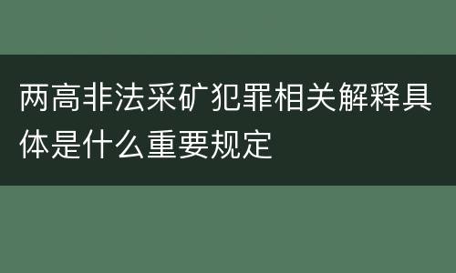两高非法采矿犯罪相关解释具体是什么重要规定