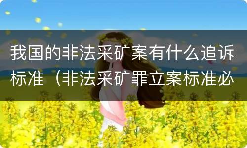 我国的非法采矿案有什么追诉标准（非法采矿罪立案标准必须达到什么程度否则不予立案起诉）
