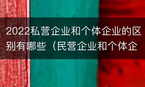 2022私营企业和个体企业的区别有哪些（民营企业和个体企业的区别）