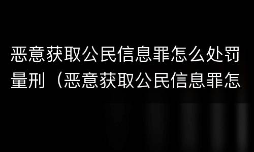 恶意获取公民信息罪怎么处罚量刑（恶意获取公民信息罪怎么处罚量刑标准）