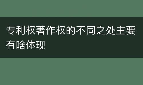 专利权著作权的不同之处主要有啥体现