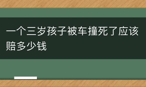 一个三岁孩子被车撞死了应该赔多少钱