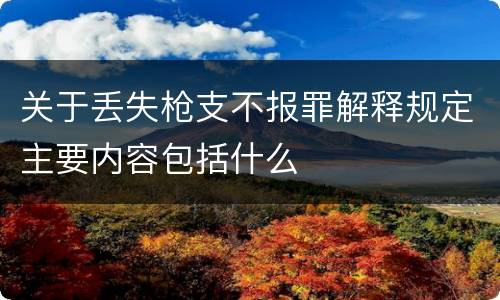 关于丢失枪支不报罪解释规定主要内容包括什么