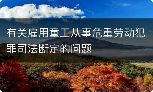 有关雇用童工从事危重劳动犯罪司法断定的问题