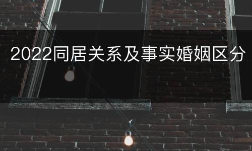 2022同居关系及事实婚姻区分
